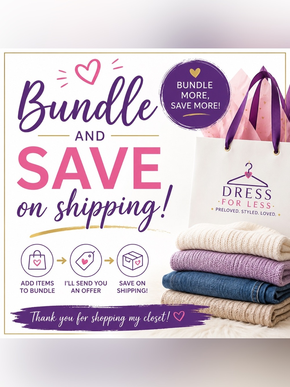 Bundle & Save Promotional Graphic with Neutral and Purple Accents